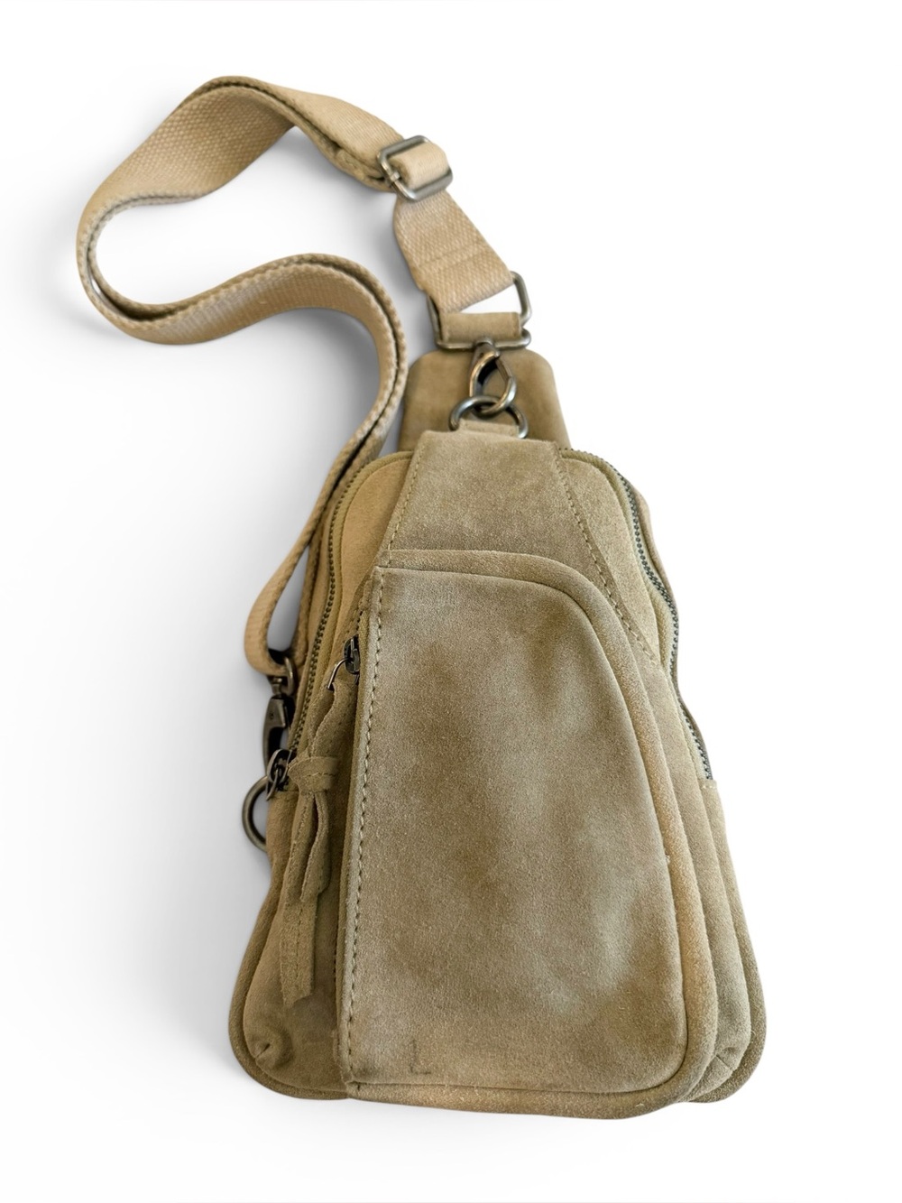 Free People Suede Taupe Sling Bag